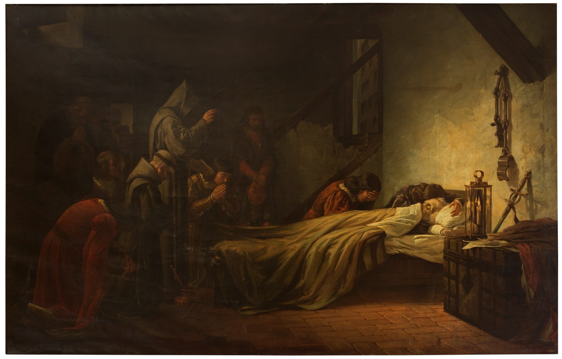 Pintura de la muerte de Cristóbal Colón